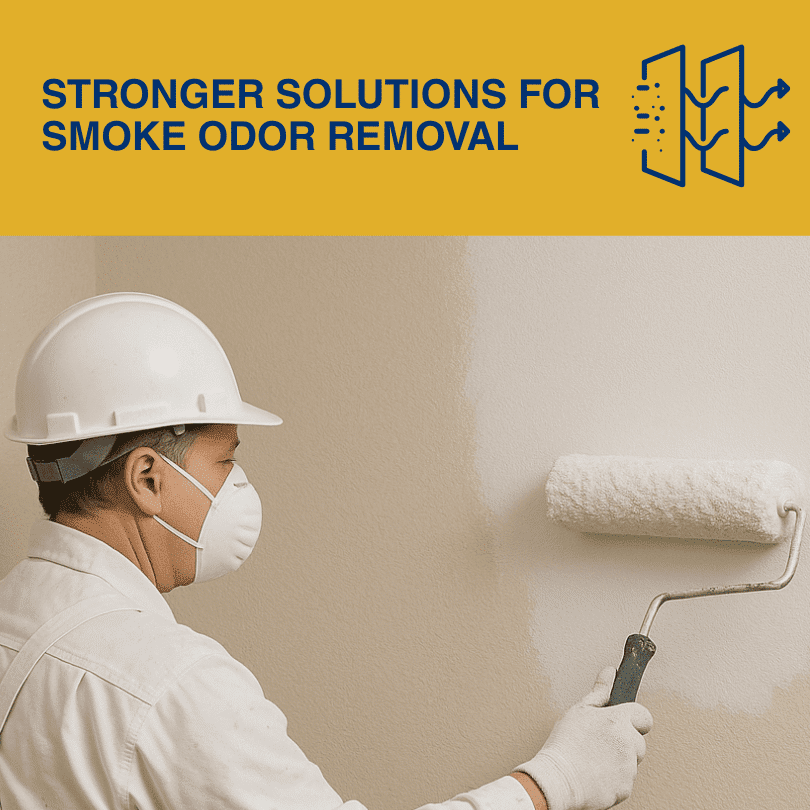 Applying an odor-blocking primer to a wall to seal in thirdhand smoke residue.